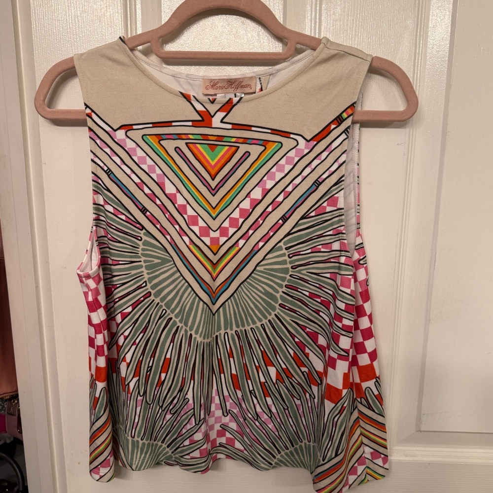 Mara Hoffman Open Back Tank in Rainbow Palm Stone